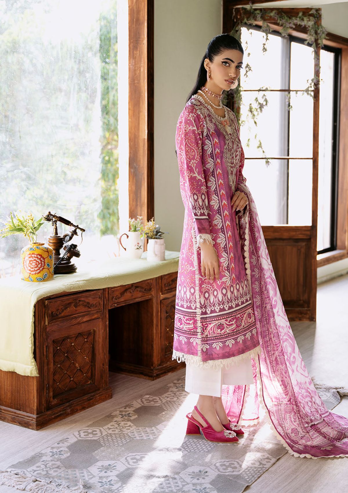 Lawn Collection - Roheenaz - Flora - Printed - RNP#2A - Amaranth