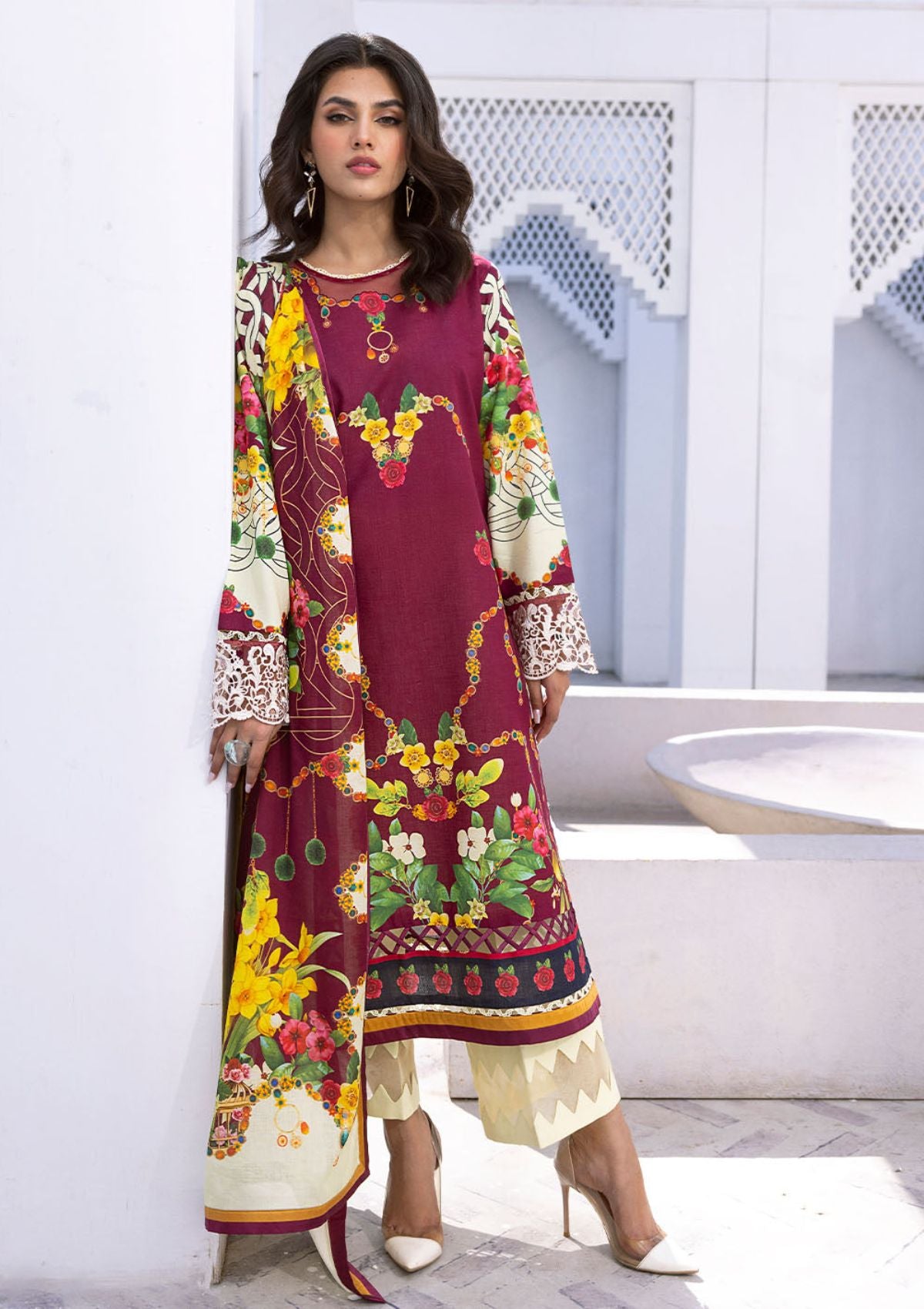 Lawn Collection - Roheenaz- 9a - Leya - Driftwood Delight