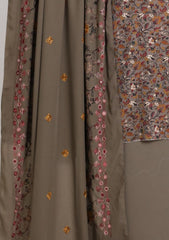 Winter - Riwaj - Printed Cotray Suit - Wool Shawl - D#15 - Brown