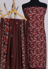 Winter - Riwaj - Printed Cotray Suit - Wool Shawl - D#10 - D Maroon