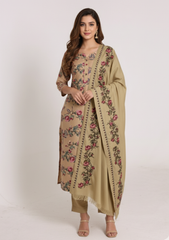 Winter - Riwaj - Printed Cotray Suit - Wool Shawl - D#09 - D Skin