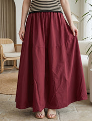Pret - Moven - Cotton Linen Skirt - Maroon