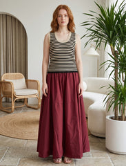 Pret - Moven - Cotton Linen Skirt - Maroon