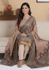 Winter - Riwaj - Printed Pashmina - 3 Pcs Suit - D#02 - Peach