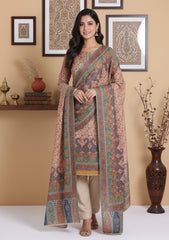 Winter - Riwaj - Printed Pashmina - 3 Pcs Suit - D#02 - Peach