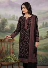 Winter - Riwaj - Pashmina Embroidered Suit - Jamawar Shawl - D#08 - Black