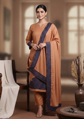 Winter - Riwaj - Pashmina Jamawar Suit - Patch Work - D#16 - L Rust