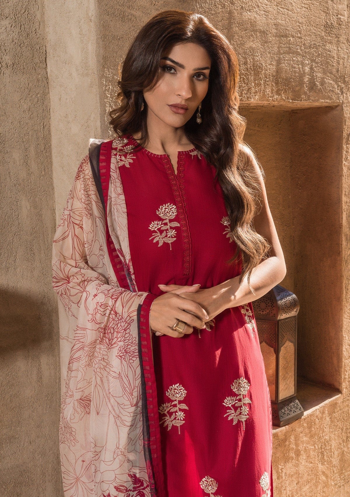 Lawn Collection - Sahar - Mirage - Embroidered - SML24#03 - Red