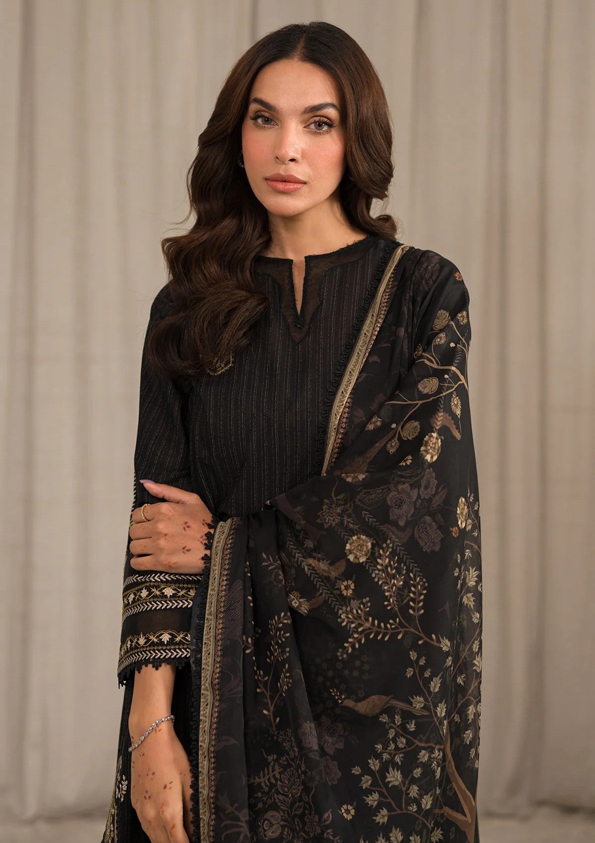 Lawn Collection - Sahar - Mirage - Embroidered - SML24#02 - Black