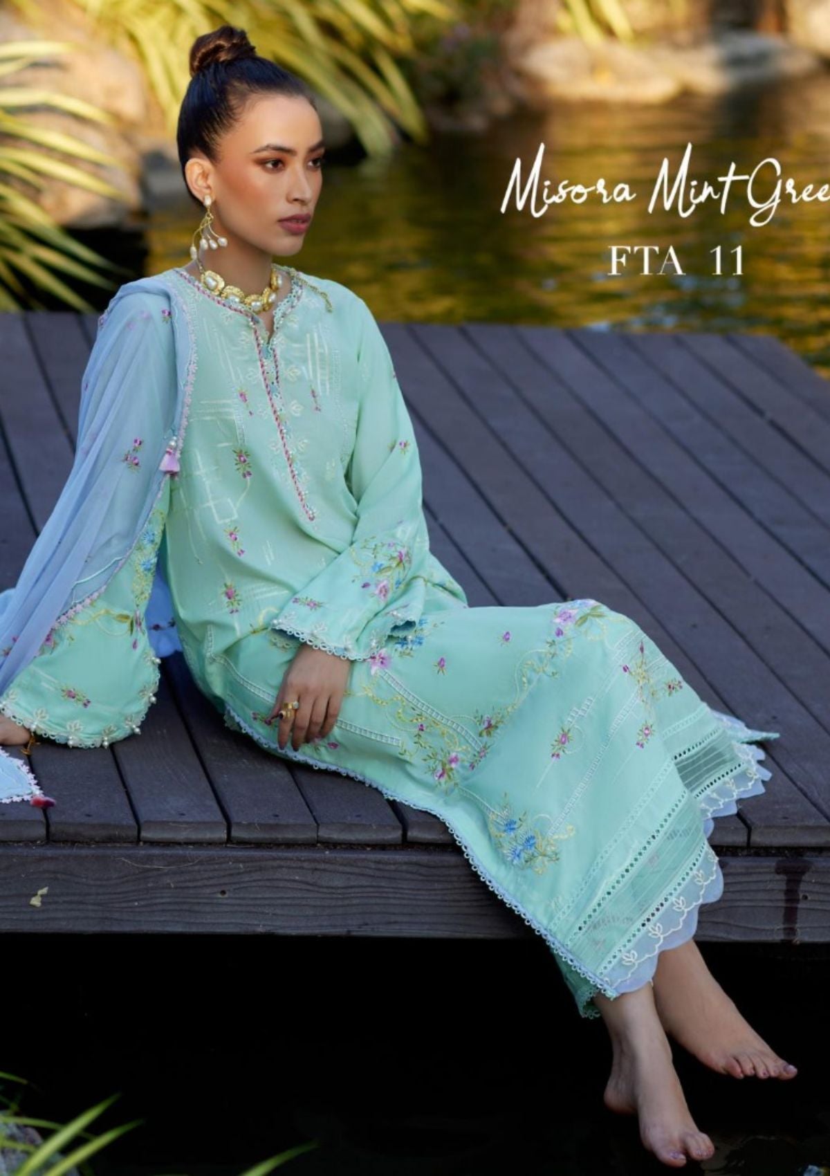 Lawn Collection - Farah Talib Aziz - Suay - Luxury Unstitched '24 - Misora Mint Green - FTA#11