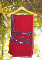 Swiss Lawn Emb Mirror Work Shawl D - 01 - Maroon