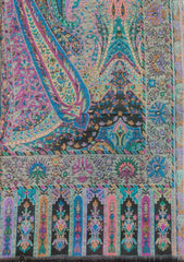 Pashmina Kaani Jamawar Stole D - 1888B - Black