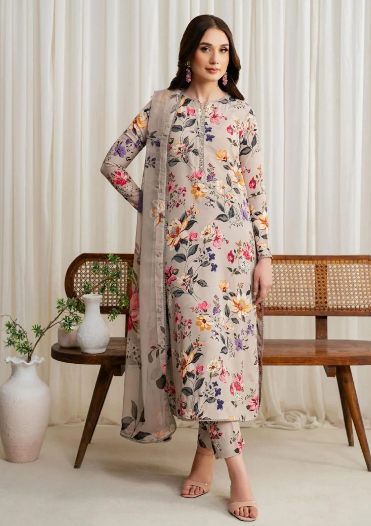 Winter Collection - Zarif - Prints - Georgette Silk - D#05 - Beige