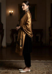 Winter - Riwaj - Plain Velvet Suit With Silk Zari Jamawar Shawl - VSZ#01 - Black