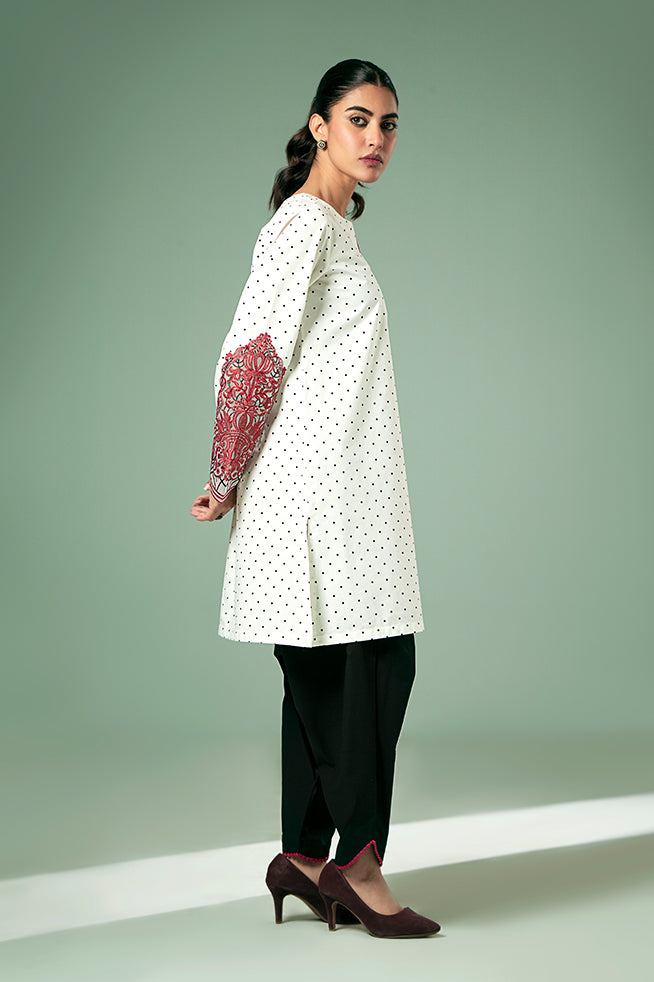 Pret Collection - Fozia Khalid - Basics Vol 3 - Polka Dot Statement Kurta