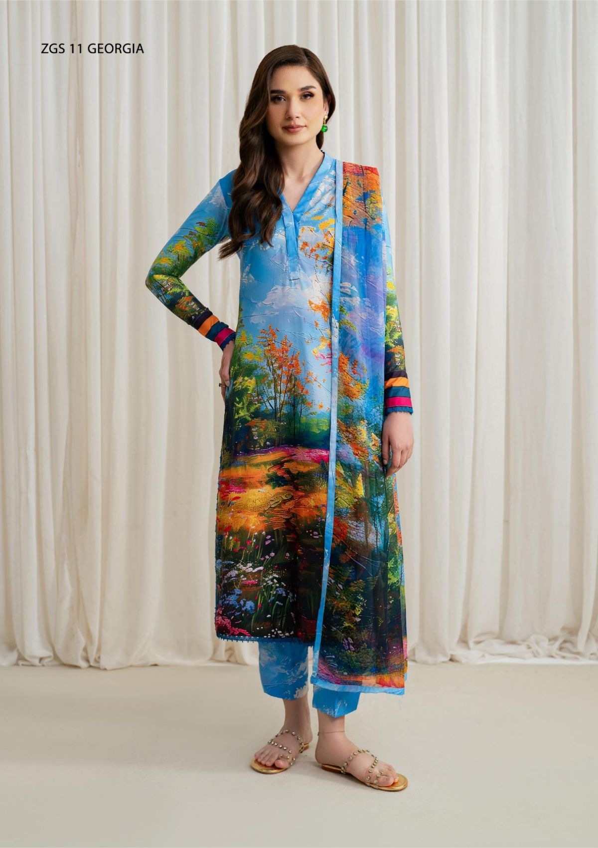 Winter Collection - Zarif - Prints - Georgette Silk - D#11 - Georgia