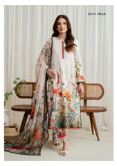 Winter Collection - Zarif - Prints - Georgette Silk - D#01 - Cream