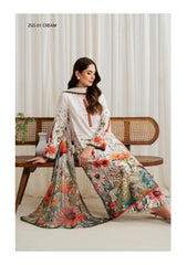 Winter Collection - Zarif - Prints - Georgette Silk - D#01 - Cream