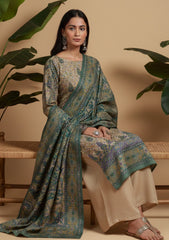 Winter - Riwaj - Printed Pashmina - 3 Pcs Suit - D#03 - Skin