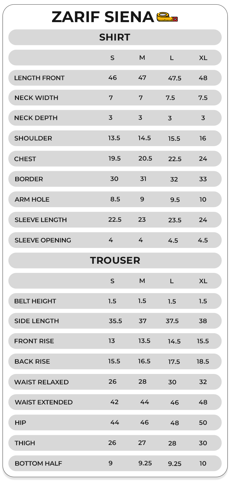 Size Chart Image