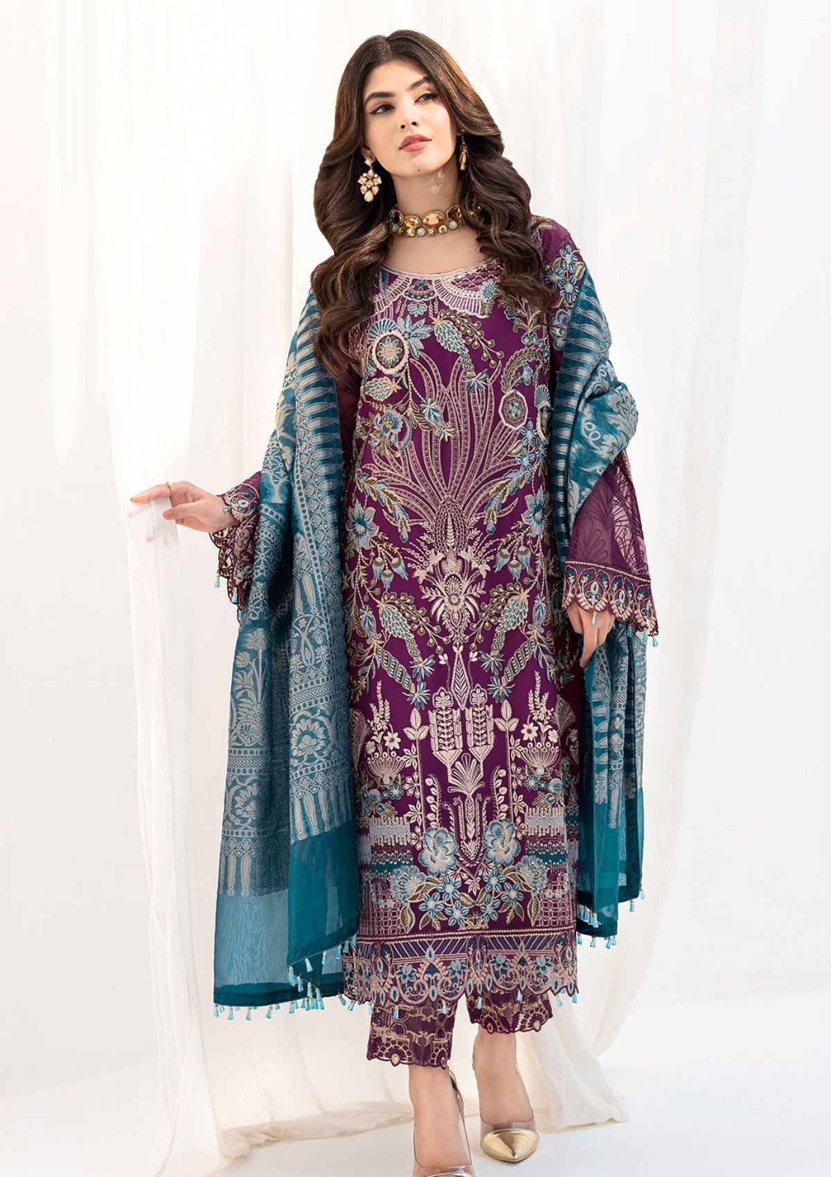 Formal Dress - Ramsha - Chevron - Chiffon - V06 - A#611