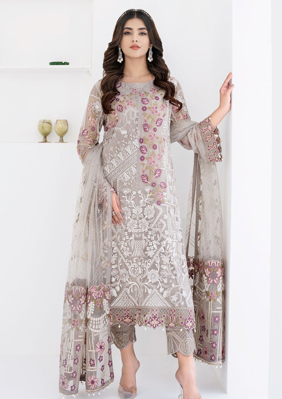 Formal Dress - Ramsha - Chevron - Chiffon - V06 - A#608