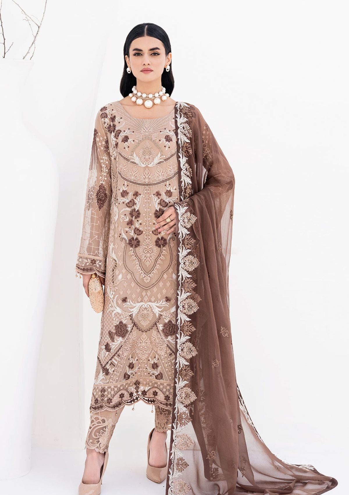 Formal Dress - Ramsha - Chevron - Chiffon - V06 - A#610
