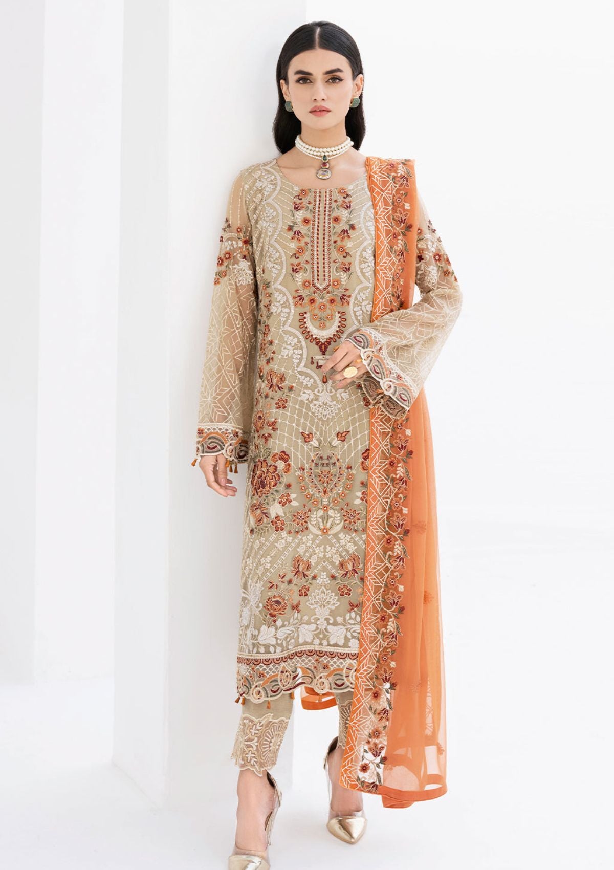 Formal Dress - Ramsha - Chevron - Chiffon - V06 - A#605