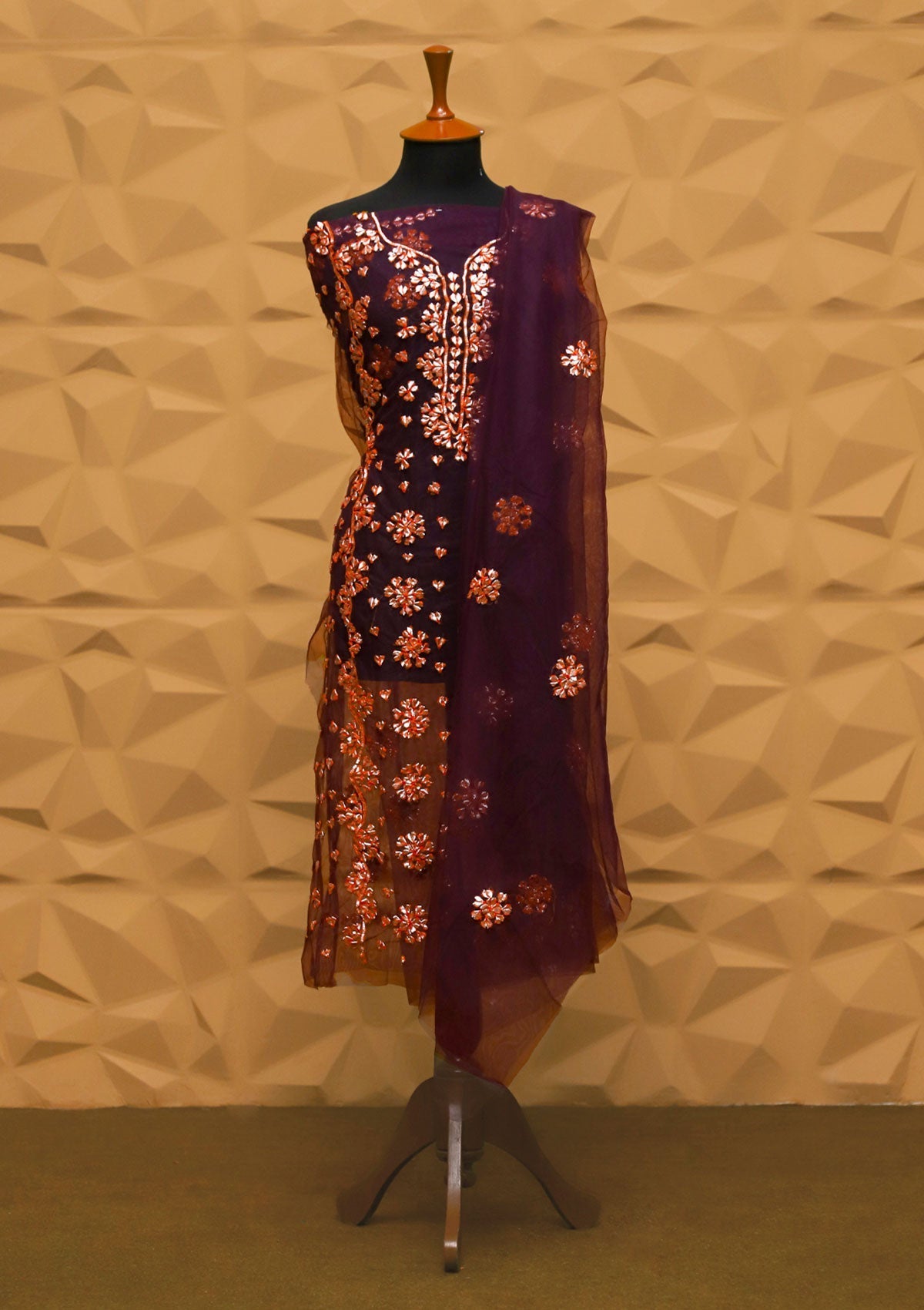 Fancy Collection - Net Gota Work 2pcs - D#1 (D Plum A) Saleem Fabrics Traditions