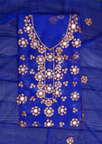Fancy Collection - Net Gota Work Mirror 2pcs - D#1 (R Blue) Saleem Fabrics Traditions