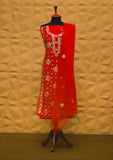 Fancy Collection - Net Gota Work Mirror 2pcs - D#1 (Red) Saleem Fabrics Traditions