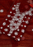 Fancy Collection - Net Gota Work Mirror 2pcs - D#2 (D Maroon-8) Saleem Fabrics Traditions