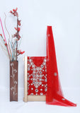 Fancy Collection - Net Gota Work Mirror 2pcs - D#2 (Red) Saleem Fabrics Traditions