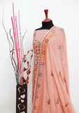 Fancy Crinkle Chiffon Hand Work 2PC D#01 D Peach Saleem Fabrics Traditions