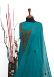 Fancy Crinkle Chiffon Hand Work 2PC D#01 S Green Saleem Fabrics Traditions