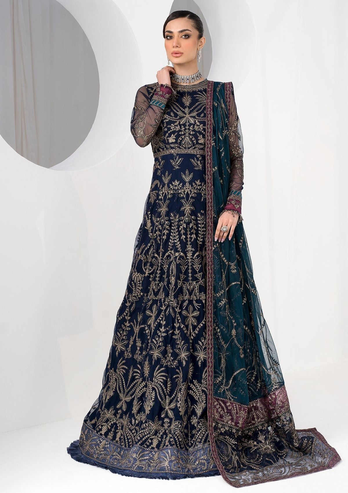 Formal Collection - Zarif - La Celeste - Luxury - ZLC#01 (BLUEBERRY) available at Saleem Fabrics Traditions