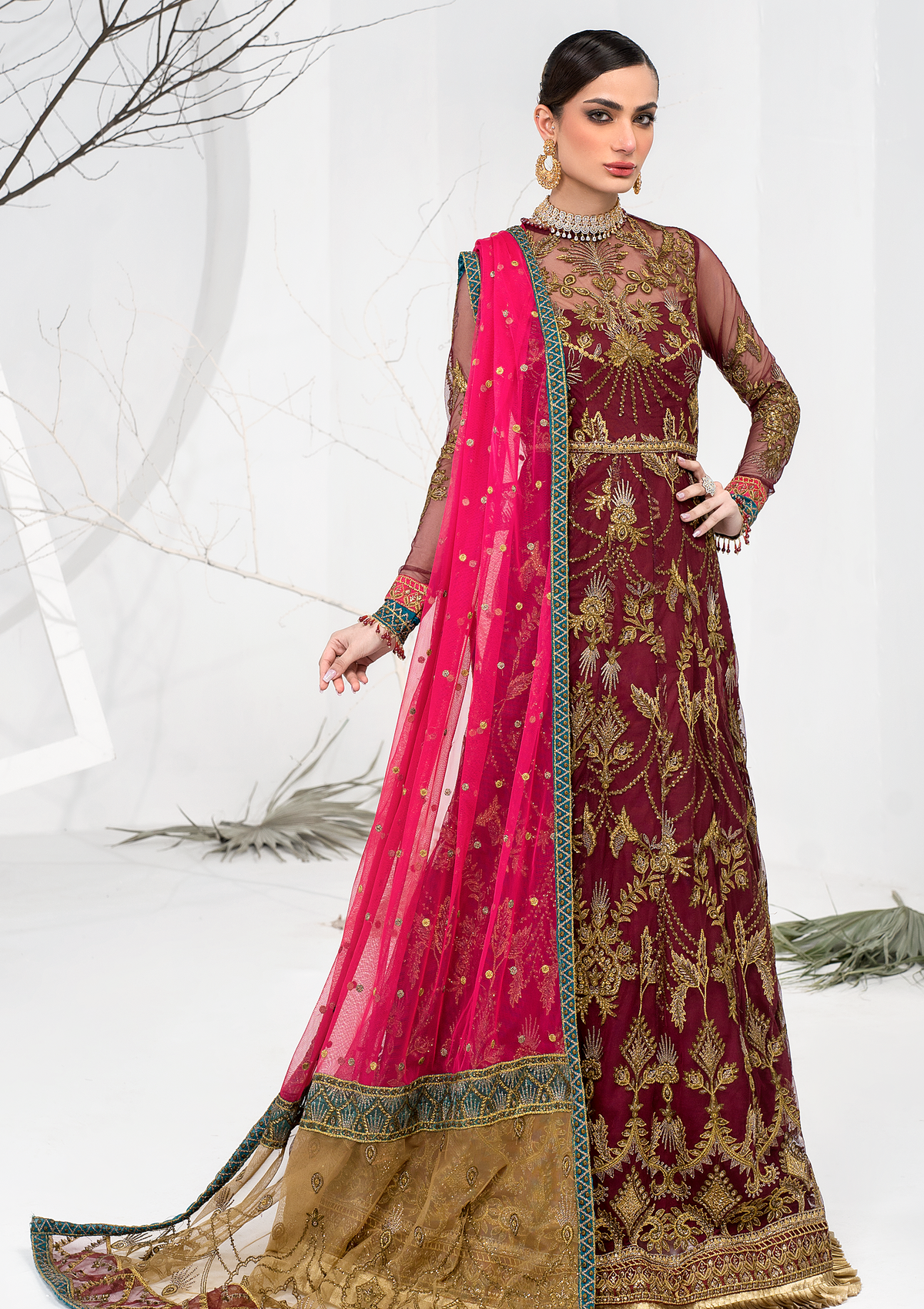 Formal Collection - Zarif - La Celeste - Luxury - ZLC#04 (BURNT ROSE) available at Saleem Fabrics Traditions