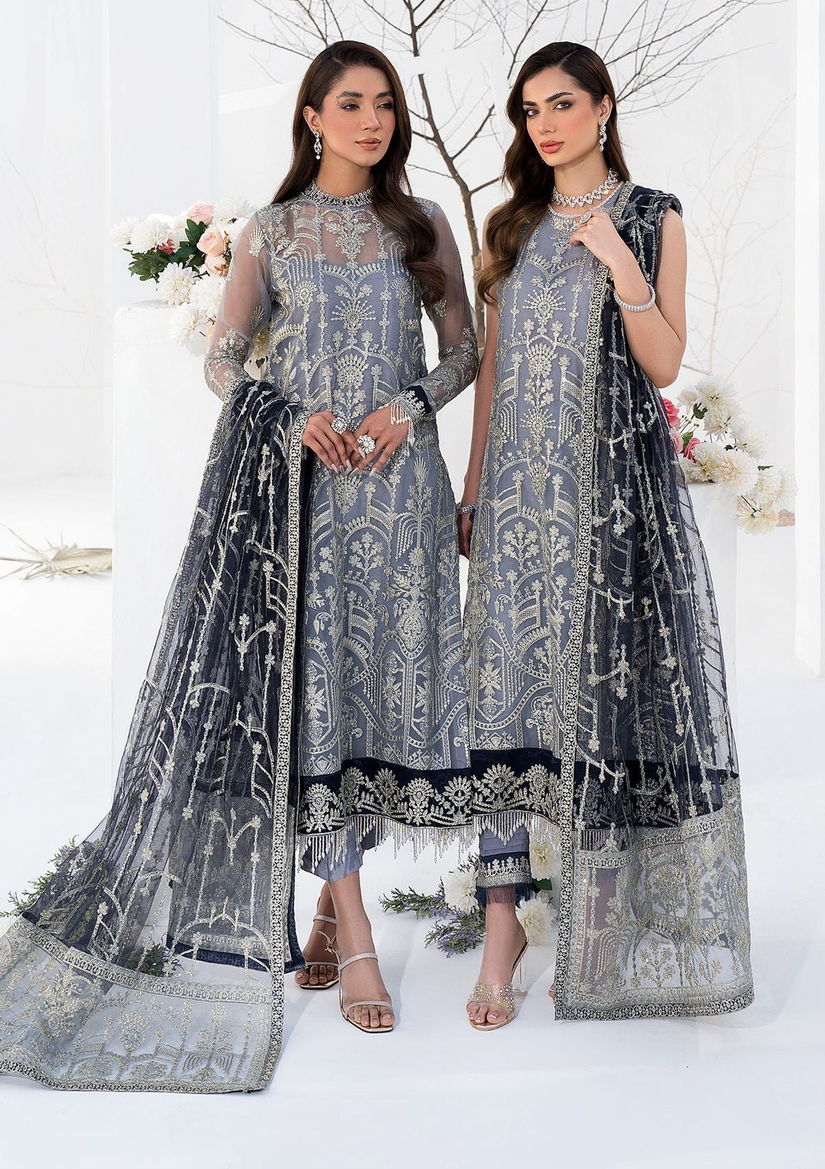 Formal Collection - Zarif - La Celeste - Luxury - ZLC#05 (ASH GREY) available at Saleem Fabrics Traditions