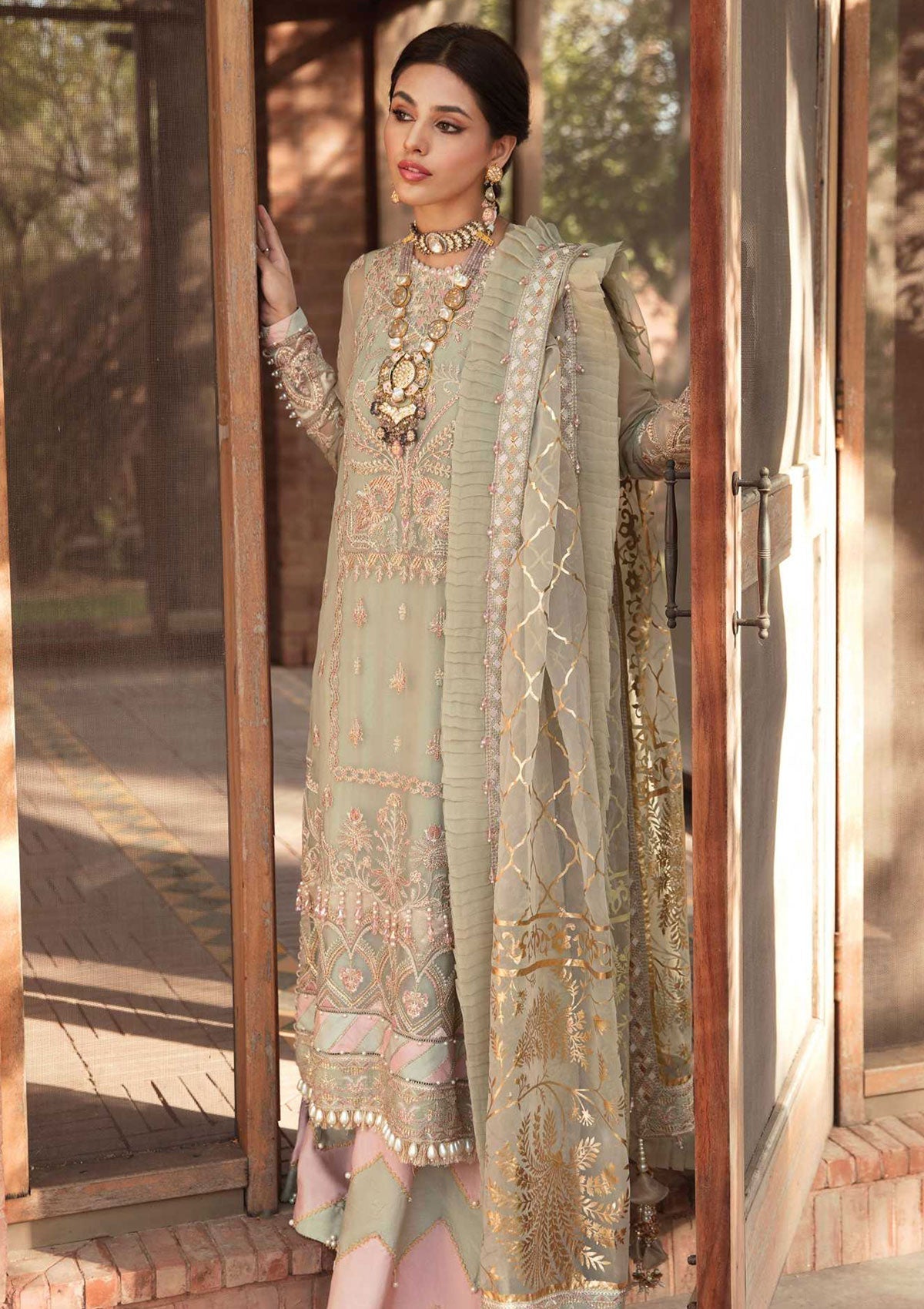 Formal Dress - Afrozeh - Ayzel Sangat - Bahaar Banu - D#9 available at Saleem Fabrics Traditions