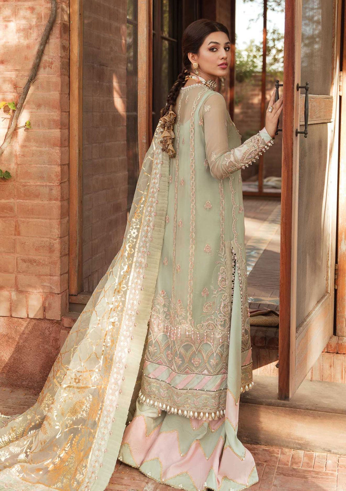 Formal Dress - Afrozeh - Ayzel Sangat - Bahaar Banu - D#9 available at Saleem Fabrics Traditions