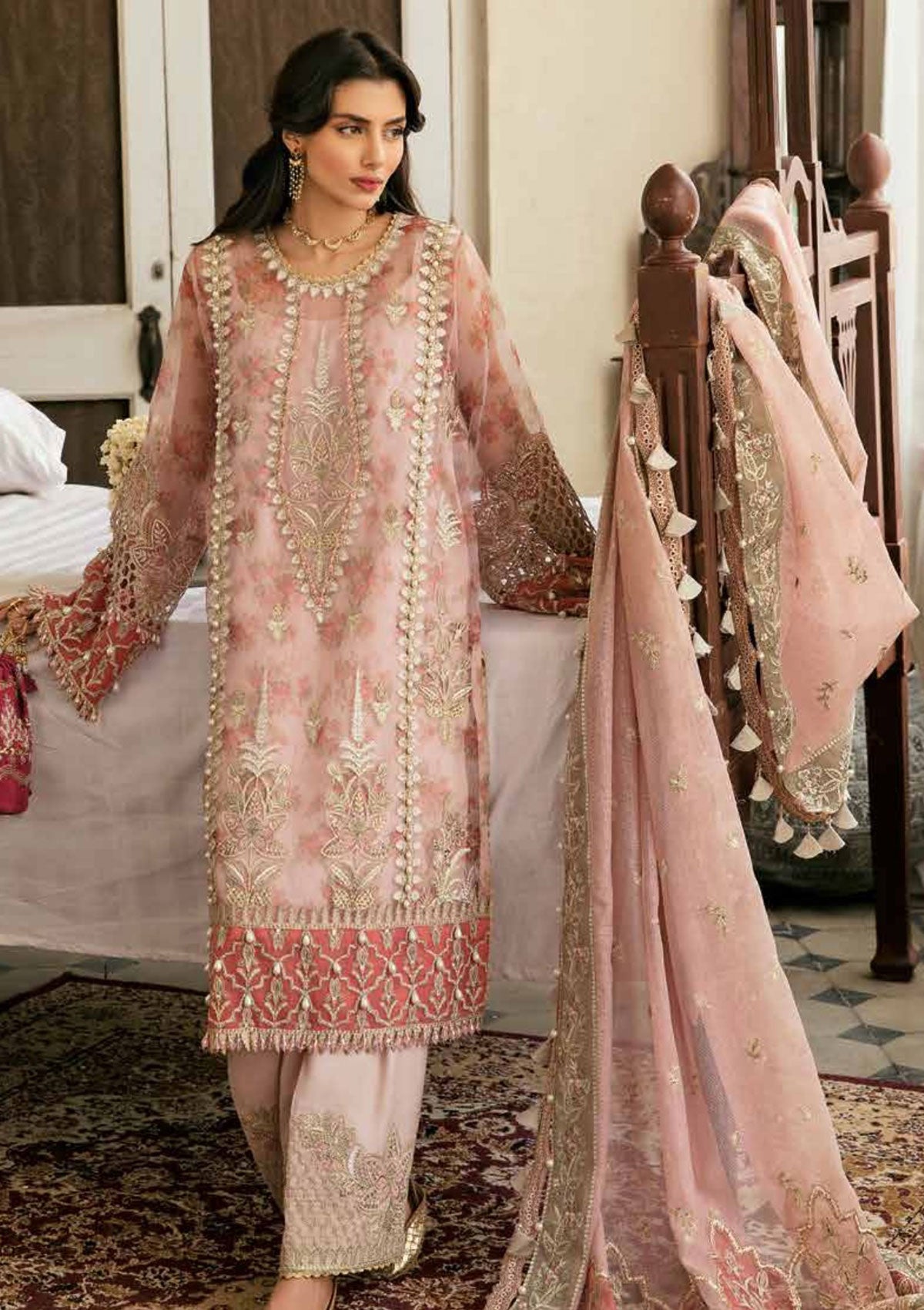 Formal Dress - Afrozeh - Dhoop kinaray - Gul Afshan - D#5 available at Saleem Fabrics Traditions