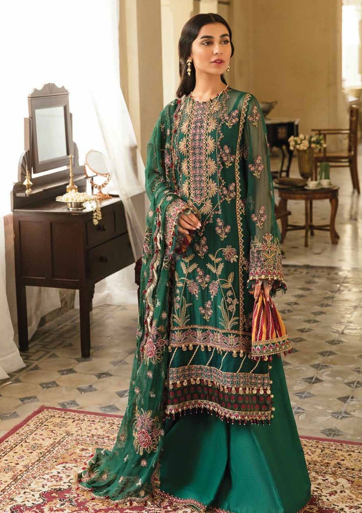Formal Dress - Afrozeh - Dhoop kinaray - Zar Begum - D#3 available at Saleem Fabrics Traditions