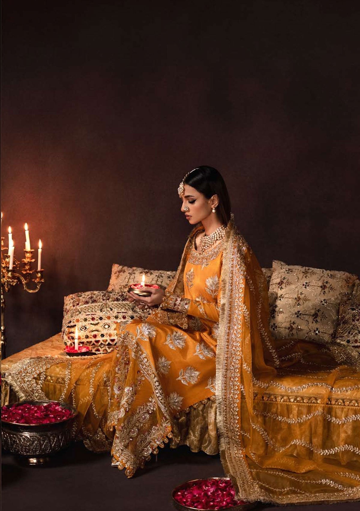Formal Dress - Afrozeh - Divani - Silk - AS#006 (Amaltas) available at Saleem Fabrics Traditions