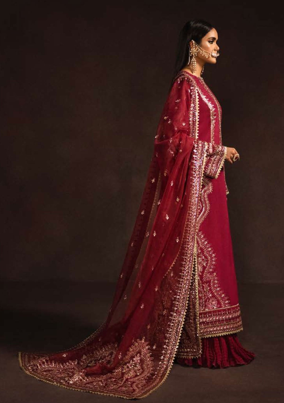 Formal Dress - Afrozeh - Divani - Silk - AS#009 (Roshan) available at Saleem Fabrics Traditions