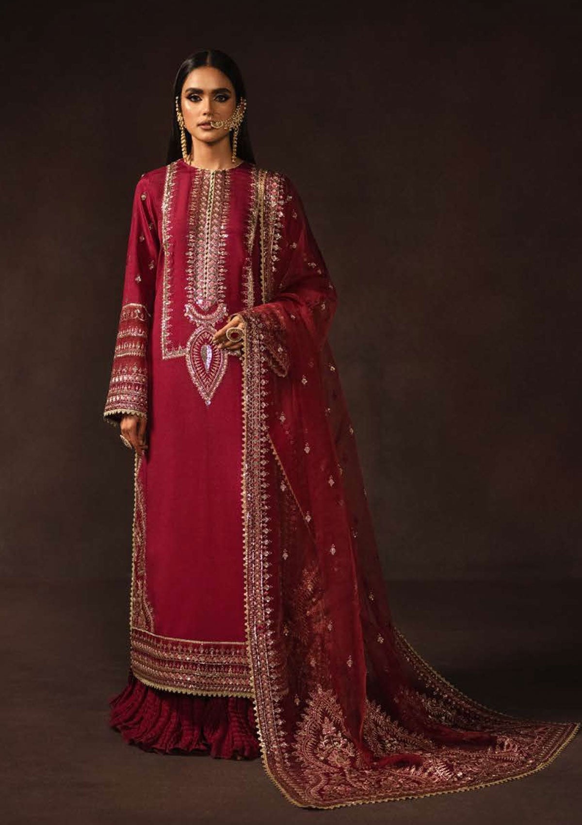 Formal Dress - Afrozeh - Divani - Silk - AS#009 (Roshan) available at Saleem Fabrics Traditions