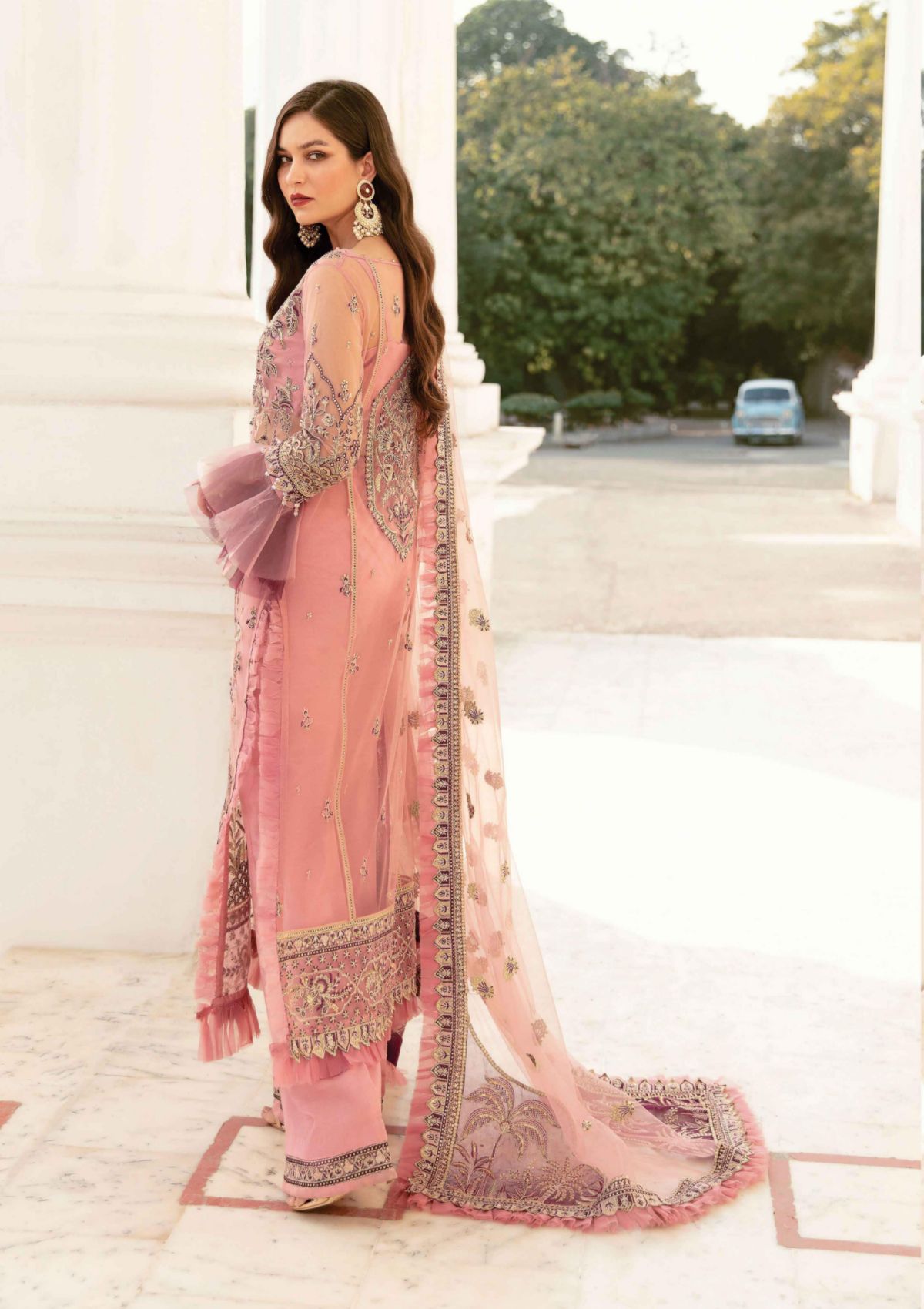 Formal Dress - Afrozeh - La Fuchsia - Rose Shell Pink - D#09 available at Saleem Fabrics Traditions