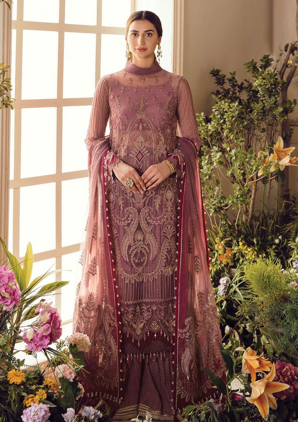 Formal Dress - Afrozeh - La Fuchsia - Wedding - Valentina - D#7 by Saleem Fabrics PK
