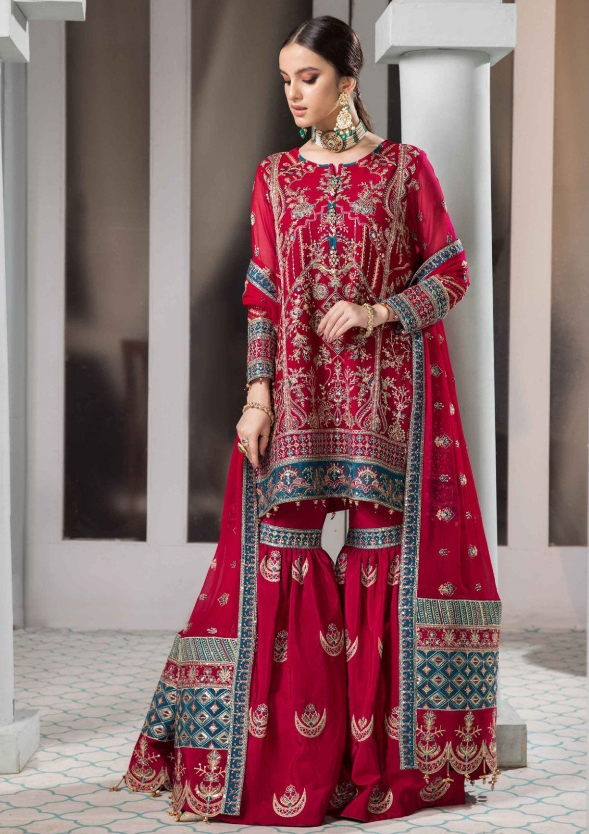 Formal Dress - Alizeh - Vasl e Meeras V12 - Darkash - D#5 available at Saleem Fabrics Traditions