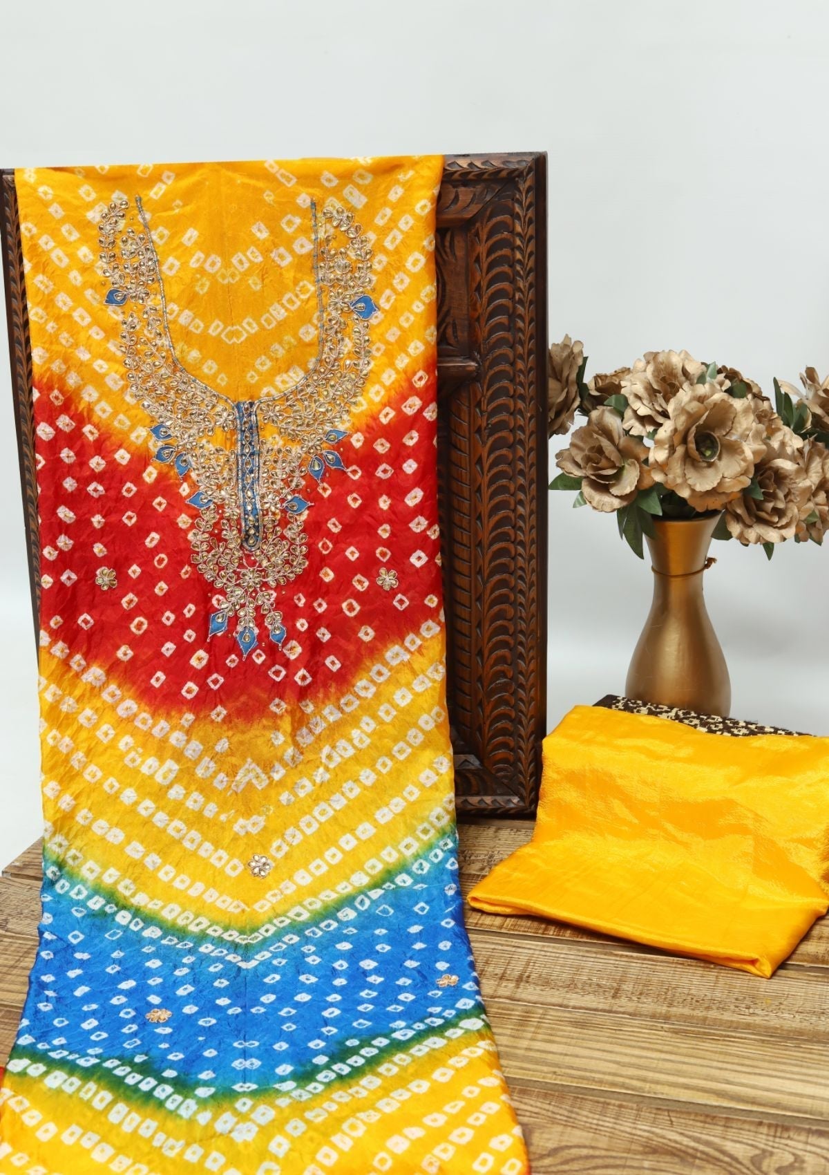 Formal Dress - Bahawalpuri - Silk - Chunri - Gota Work - 2 Pcs Suit D#9 available at Saleem Fabrics Traditions
