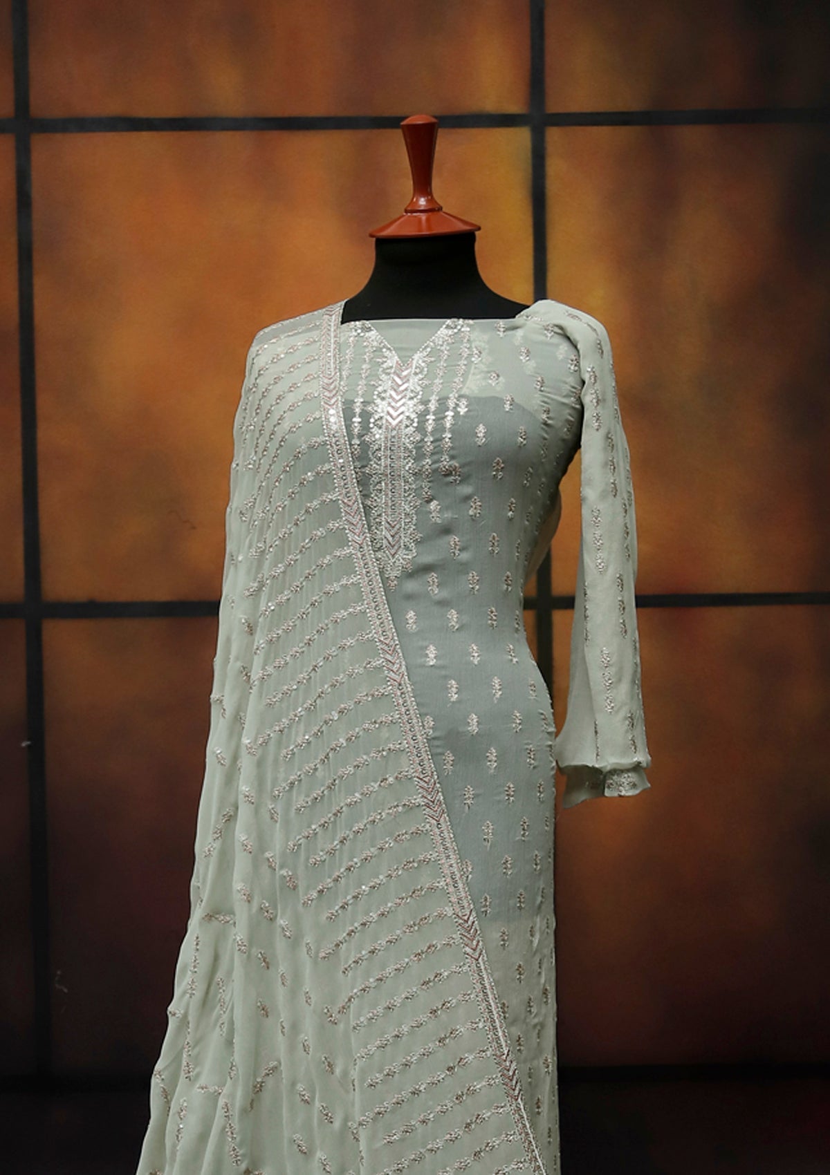 Formal Dress - Fancy Chiffon Emb - 2 Pcs - D#104016 (L Grey) available at Saleem Fabrics Traditions